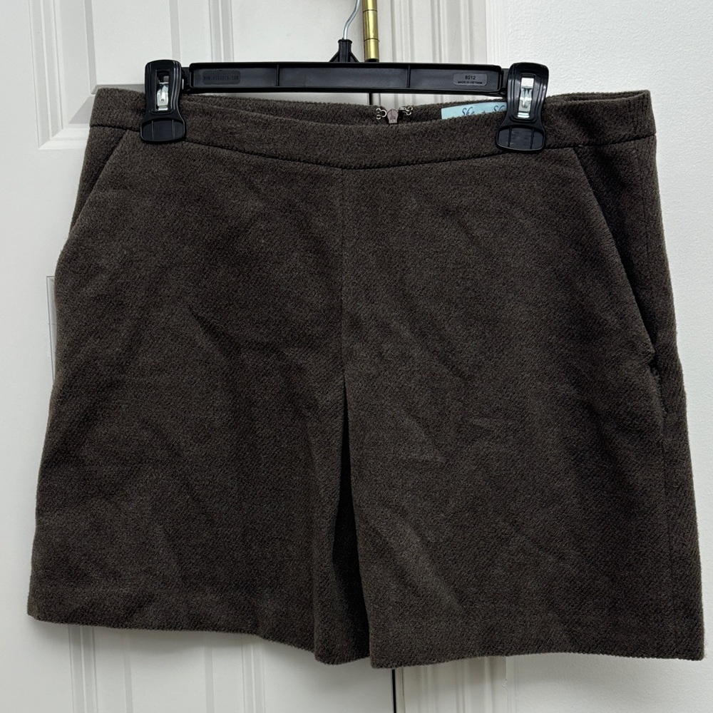 She + Sky Brown Skirt with Front Pleat